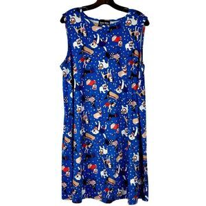 Dress Works Sleeveless Blue Patriotic Dog Star Swing Dress XL